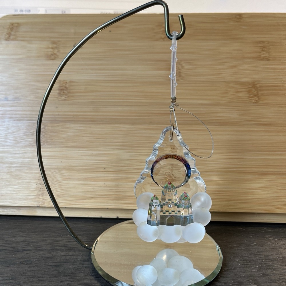 Vintage Iridescent Crystal Rainbow Castle Miniature Figurine Made In Germany